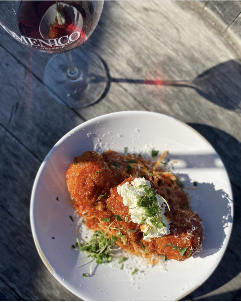 Spaghetti with meatballs at Domenico Winery
