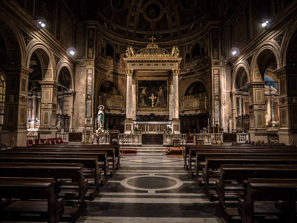 gorgeous Catholic church at night