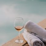 Glass of Sirène rosé by the pool