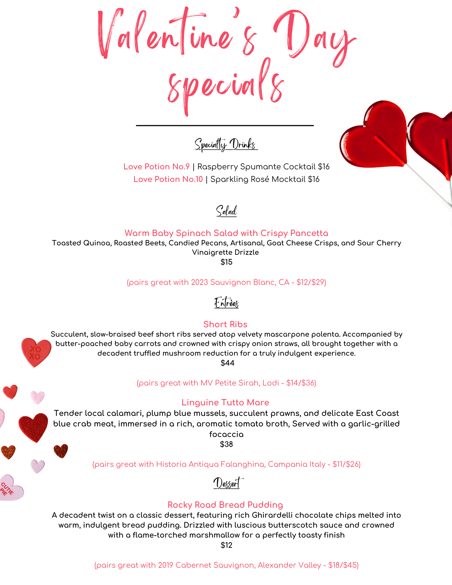 Valentine's Day Menu 2025